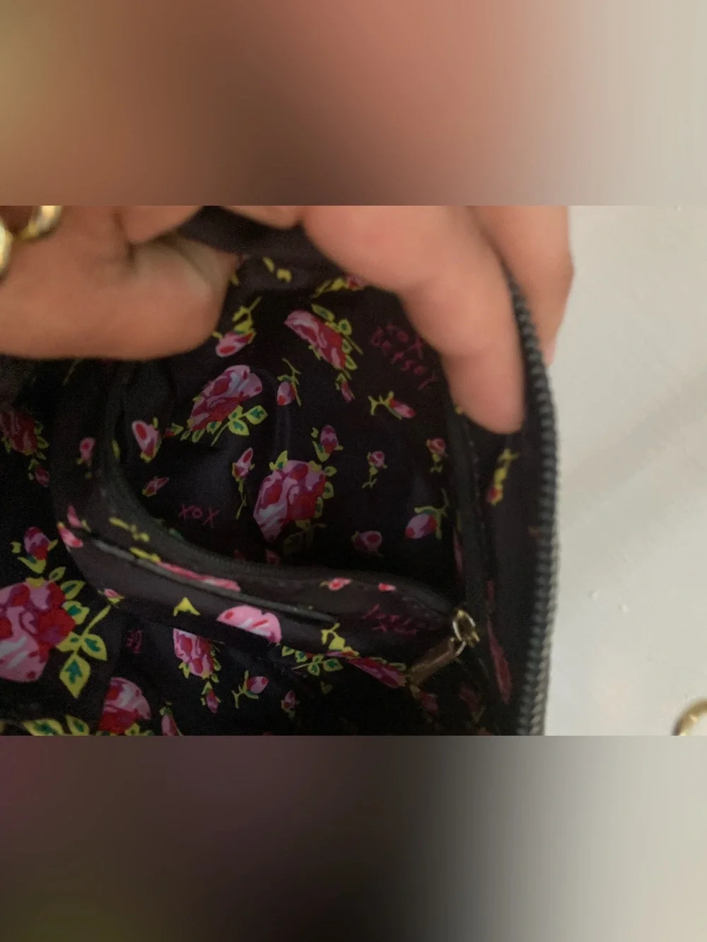 Betsey Johnson Black Heart Embossed Crossbody Bag with Gold Chain